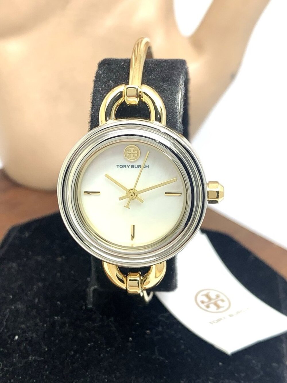 Tory Burch Women's Watch TBW6019 Gold Mother of Pearl Dial Interchangeable Bezel